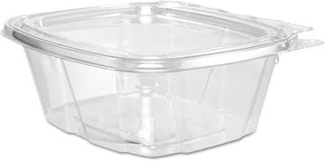 Dart CH16DEF 16 oz Tamper-Resistant Clear Hinged Container with Flat Lid (Case of 200) | 5.5" x 4.9" x 2.5", Clear, Leak-R...