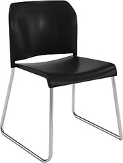 Flash Furniture Hercules Stackable Sled Base Chair, Black/Chrome | 400 LB Capacity, Contoured Backrest, Powder-Coated Base