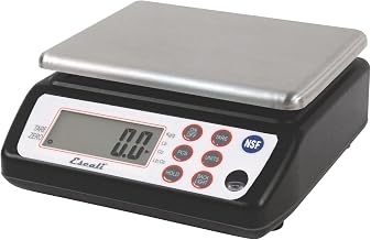 SAN JAMAR Digital Kitchen Scale 33 lb Capacity Square – Portion Control Scale with Stainless Steel Platform – Backlit Display, Tare Function for Food Prep and Weighing
