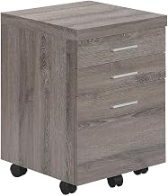 Laminate Rolling File Cabinet with Storage Drawers on Castors, Mobile Filing Cabinet for Home Office or Printer Stand, Dark Taupe,Black