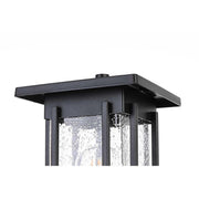 Melvale One Light Outdoor Post Mount Black by Lighting Design – 12", Iron, Black, Model OD322P16BK