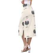 Cute Animal Emu Offwhite Women Midi Skirt for Women Beachy by BCFHRGT – Large, Polyester, Cute Animal Emu Offwhite, Model g552329013p980c1043s2369