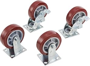 Global Industrial 6" Caster Set for Job Site Boxes, Non-Marking Polyurethane, 2 Rigid/2 Swivel