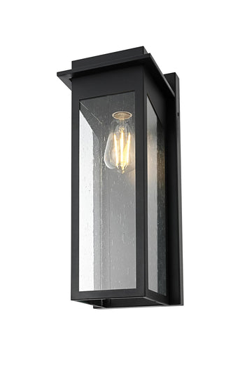 Dunton One Light Outdoor Wall Sconce Black by Lighting Design – Iron, Black, Model OD362W19BK