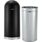 Steel Round Open-Top Dome Lid Indoor Trash Can with by Global Industrial – 15.0 gallons, Steel, Black, Model EK9639P