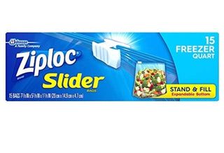 Easy Zipper Freezer Quart 1-15 Count boxes by Ziploc – 1 quart, Plastic, Clear, Pack of 15, Model 2256