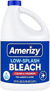 Concentrated Low Splash Bleach, 121 fl oz, Liquid Household Cleaning Solution, Easy Pour Bottle for Everyday Cleaning Tasks