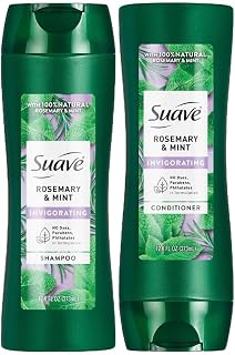 Suave Rosemary & Mint Shampoo and Conditioner, Invigorating – Frizz Control, Soft, Shiny Hair Products for Women & Men, 12.6 Oz Ea