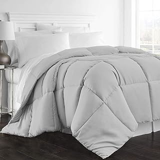 600 TC 100% Egyptian Cotton Coziest 11-Piece Bed-in-a-Bag Comforter Includes Ruffle Bedspread Sheet Set 20" Deep Pocket Solid Silver King Size