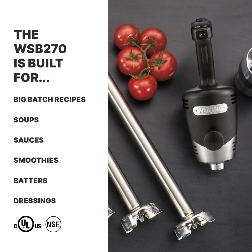 21" Heavy-Duty 2-Speed Immersion Blender 50 Gallon by Waring – 21" Shaft, 50.0 gallons, Stainless Steel, Model WSB270