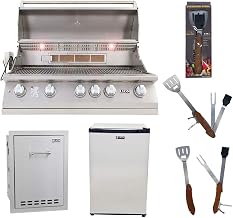 Lion Premium Grills 40-Inch Natural Gas Grill L90000 with Lion Multi-Functional Drawer and Lion Refrigerator Package Deal with 5 in 1 BBQ Tool Set