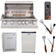 40-Inch Liquid Propane Grill L90000 with Lion Multi-Functional Drawer and Lion Refrigerator Package Deal with 5 in 1 Tool Set by Lion Premium Grills – Stainless Steel, Model bbq