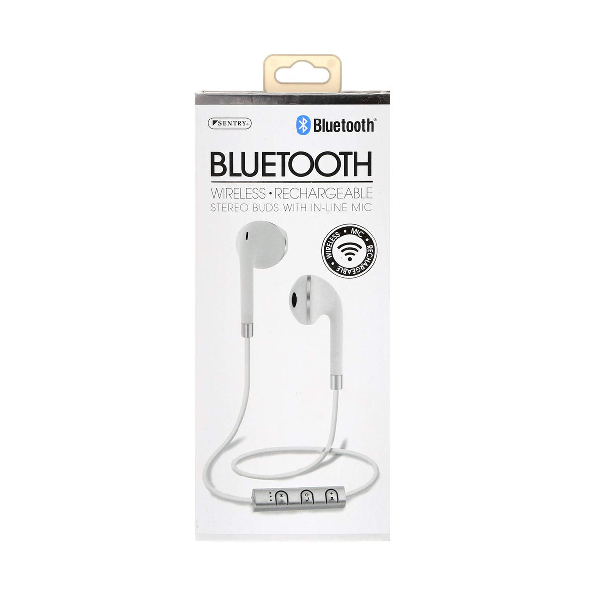 Bluetooth® Wireless Stereo Earbuds with Mic -White by SENTRY – Plastic, White, Model BT879