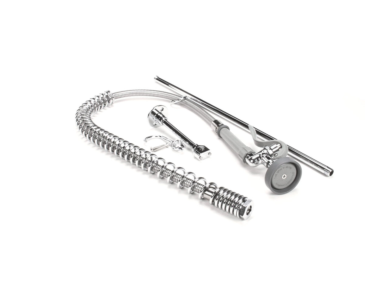Pre-Rinse Assembly 44" Stainless Steel Hose Self-Closing Squeeze Valve Wall Bracket by T&S Brass – Stainless Steel, Silver, Model B-2250-B