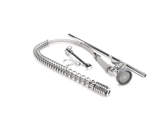 Pre-Rinse Assembly 44" Stainless Steel Hose Self-Closing Squeeze Valve Wall Bracket by T&S Brass – Stainless Steel, Silver, Model B-2250-B