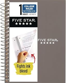 Mead Five Star Wirebound Notebook, 1-Subject, Medium/College Rule, 80 Sheets 17.7 cm x 11.1cm (7" x 4.75 ") Assorted Cover Color