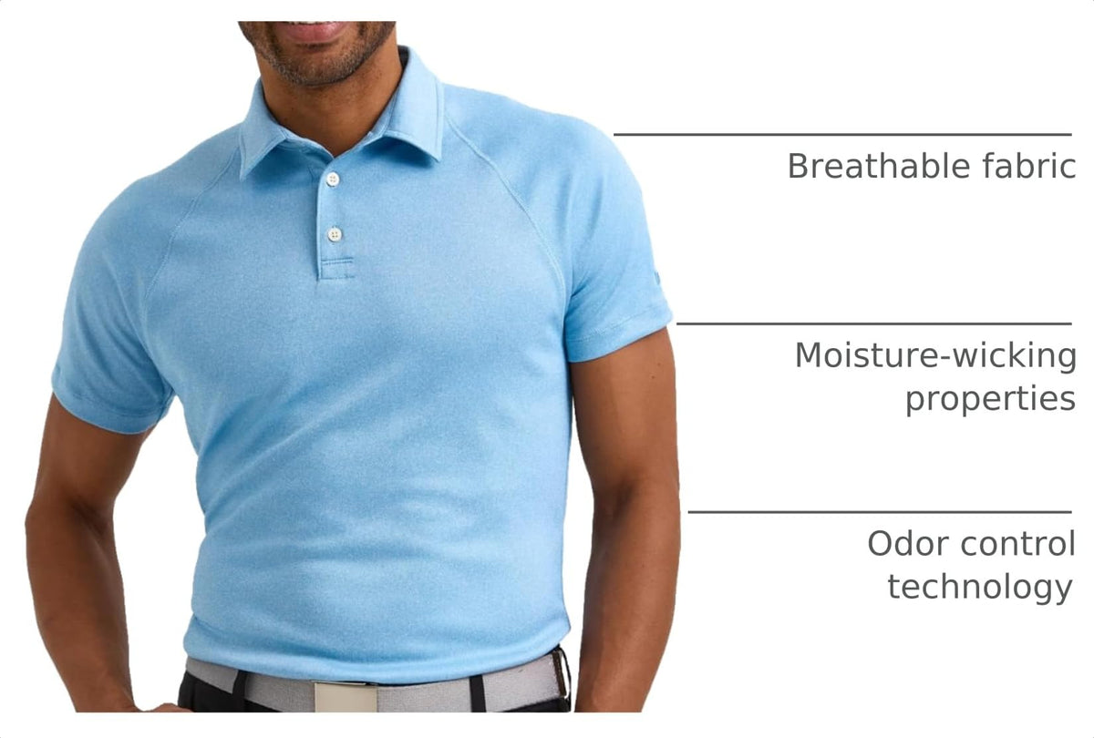 Men's Golf Series Short Sleeve Performance Polo Shirt – Polyester, Stream, Model 112363597