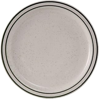 Tuxton China TES-009 Plate, 9-1/2" Diameter, Round, Narrow Rim, Microwave and Dishwasher Safe, Oven Proof, Fully Vitrified, Ceramic, Emerald, Pack of 24