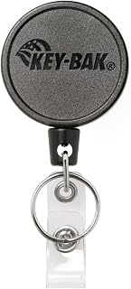 KEY-BAK MID6-Duo Heavy Duty Badge Reel and Keychain that Holds 10 Keys, Belt Clip, Black, Medium (0006-0804)