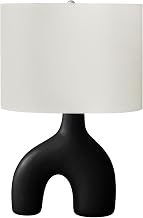 Monarch Specialties I 9666 Lighting, 25" H, Table Lamp, Black Ceramic, Ivory/Cream Shade, Contemporary, Modern