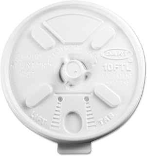 DART DCC10FTL - Lift N Lock Plastic Hot Cup Lids, Fits 10-oz. Cups, White