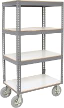 Global Industrial Easy Adjust Boltless 4 Shelf Truck, Laminate Shelves, Pneumatic Casters, 36" L x 18" W x 68" H