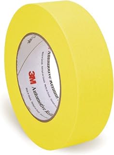 3M Automotive Refinish Masking Tape 388N, 06654, 36 mm x 55 m, Yellow | 1 Roll, Crepe Backing; Moisture Resistant; Multi-Purpose