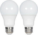 Satco S11321 5.5 Watt A19 LED Lamp E26 Medium Base 3000K Warm White 450 Lumens 120 Volt Dimmable 220 Degree Beam Angle T24 Compliant Enclosed Rated 90 CRI Frost Finish Indoor Light Bulb (2 Pack)