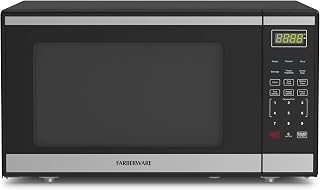 Farberware 1.6 Cu. Ft. Countertop Microwave Oven – 1100 Watts Power, Auto Cook Settings, Defrost, Easy Clean and Child Safety Lock - Stainless