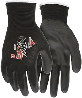 MCR Safety Coated Gloves, Polyurethane, Smooth, Palm, 4 Abrasion Level, Black, L (9) 1 PR 9669L - 1 Each