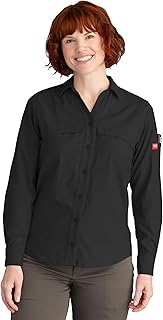 Women's Cooling Long Sleeve Work Shirt by Red Kap – Polyester, Black, Model TSW3BK RG 3XL