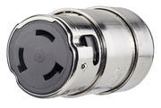 50A 125V/250V Locking Connector by Hubbell – nickel, brass, Nickel Plated Brass, Model 440932