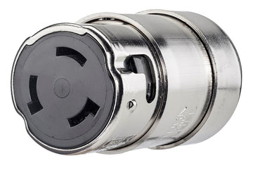 50A 125V/250V Locking Connector by Hubbell – nickel, brass, Nickel Plated Brass, Model 440932