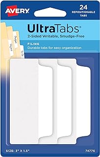 Avery Filing Ultra Tabs, 3" x 1.5", White, 1152 Tabs