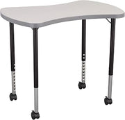 Learniture Structure Series Bow Tie Mobile Collaborative Adjustable Height Table, Gray Top/Gray Edge/Black Leg