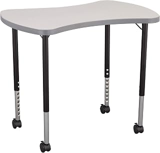Learniture Structure Series Bow Tie Mobile Collaborative Adjustable Height Table, Gray Top/Gray Edge/Black Leg