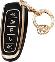 Key Fob Cover with Anti-lost Keychain Compatible with Ford C-Max Edge Escape Expedition Explorer Flex Focus Taurus Lincoln MKS MKT MKX Navigator Black
