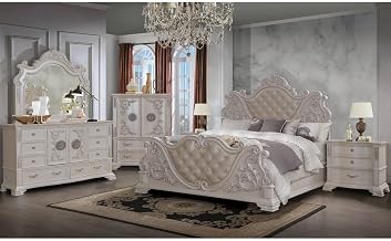 Santa Monica Pearl White 4-Piece Bedroom Set, Queen
