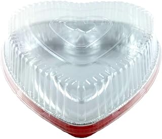 Handi-Foil Red Aluminum Heart Shaped Valentine Foil Cake Pan w/Clear Dome Lid (pack of 10)