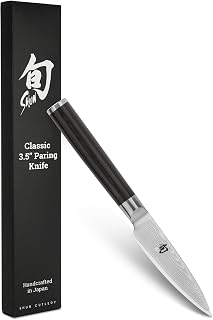 Shun Classic 3.5" Paring Knife | Handcrafted Japanese Vegetable & Fruit Knife, VG-MAX Core, Damascus Stainless Steel Cladding, Pakkawood Handle