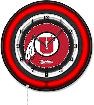 Holland Bar Stool Clk19BKUtahUn NCAA 19 in. Dia. University of Utah Double Neon Wall Clock Black