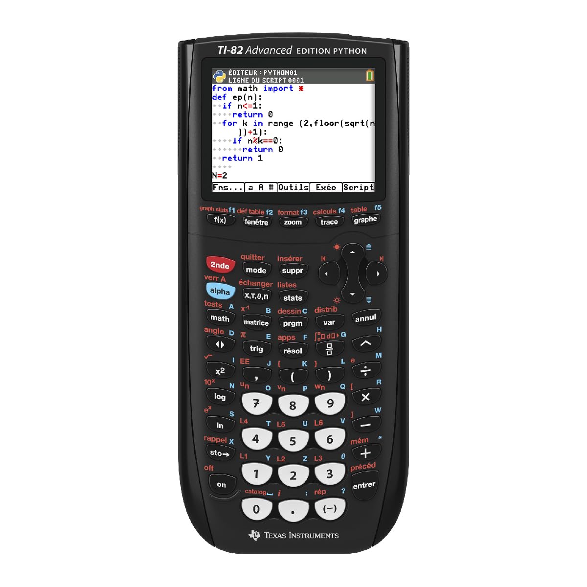 TI-82 Advanced Edition Python Graphic Calculator by Texas Instruments – TI-82 édition python, Cardboard, Black, Model TI82PY