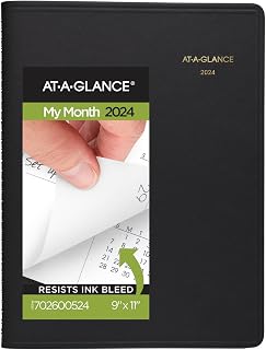 AT-A-GLANCE 2024 Monthly Planner, 9" x 11", Large, 15 Months, Black (702600524)
