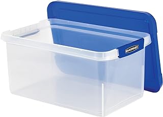 Bankers Box 20-Inch Heavy-Duty Plastic File Box, Letter | Protect letter files in a tough plastic box with hanging rails that keeps documents portable, organized, and secure.