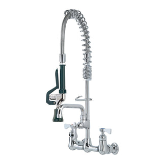 Royal Series Space Saver Pre-Rinse Assembly by Krowne – 13"L x 27"W x 4"H, Brass, Brushed Nickel, Model 18-708L