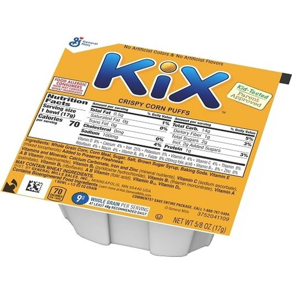 Kix Cereal Crispy Corn Puffs by General Mills – Pack of 96