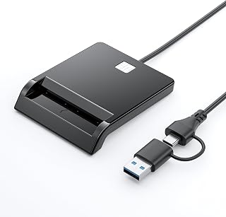CAC Reader, 2 in 1 USB-A & Type C CAC Reader, DOD Military USB Common Access CAC Smart Card Reader Compatible with Windows 10/11, Mac OS 10.15 and Linux