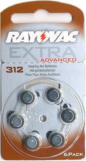 Rayovac Type 312 Hearing Aid Batteries, 6 Pack
