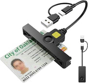 CAC Reader 2 in 1 Type C Dual Connector, DOD Military USB Common Access CAC Card Reader Type C USB Smart Card Reader Compatible with Windows, Mac OS Mini Fold Plug and Play Black