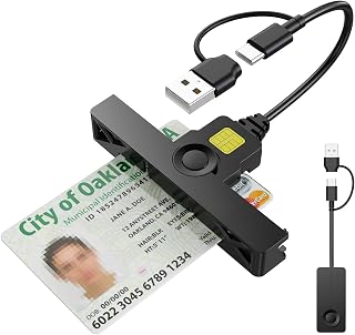 CAC Reader 2 in 1 Type C Dual Connector, DOD Military USB Common Access CAC Card Reader Type C USB Smart Card Reader Compatible with Windows, Mac OS Mini Fold Plug and Play Black